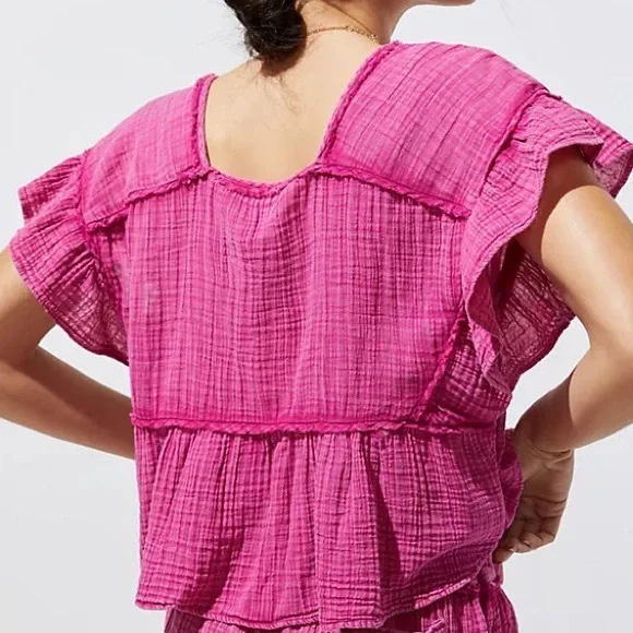 Anthropologie Daily Practice Gauzy Ruffled Top - Picture 4 of 5